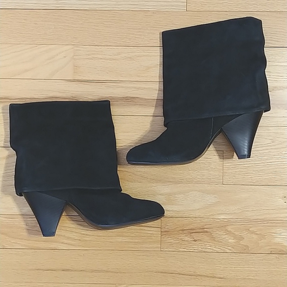 Fold Over Ankle Boots 38 - Black Like New, By Gossip